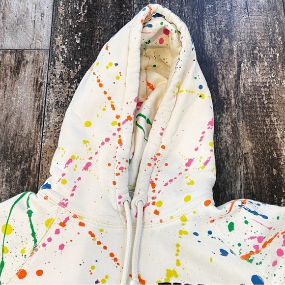 Teddy Fresh Paint Spatter Hoodie Sweatshirt Mens Small White - Picture 3 of 11
